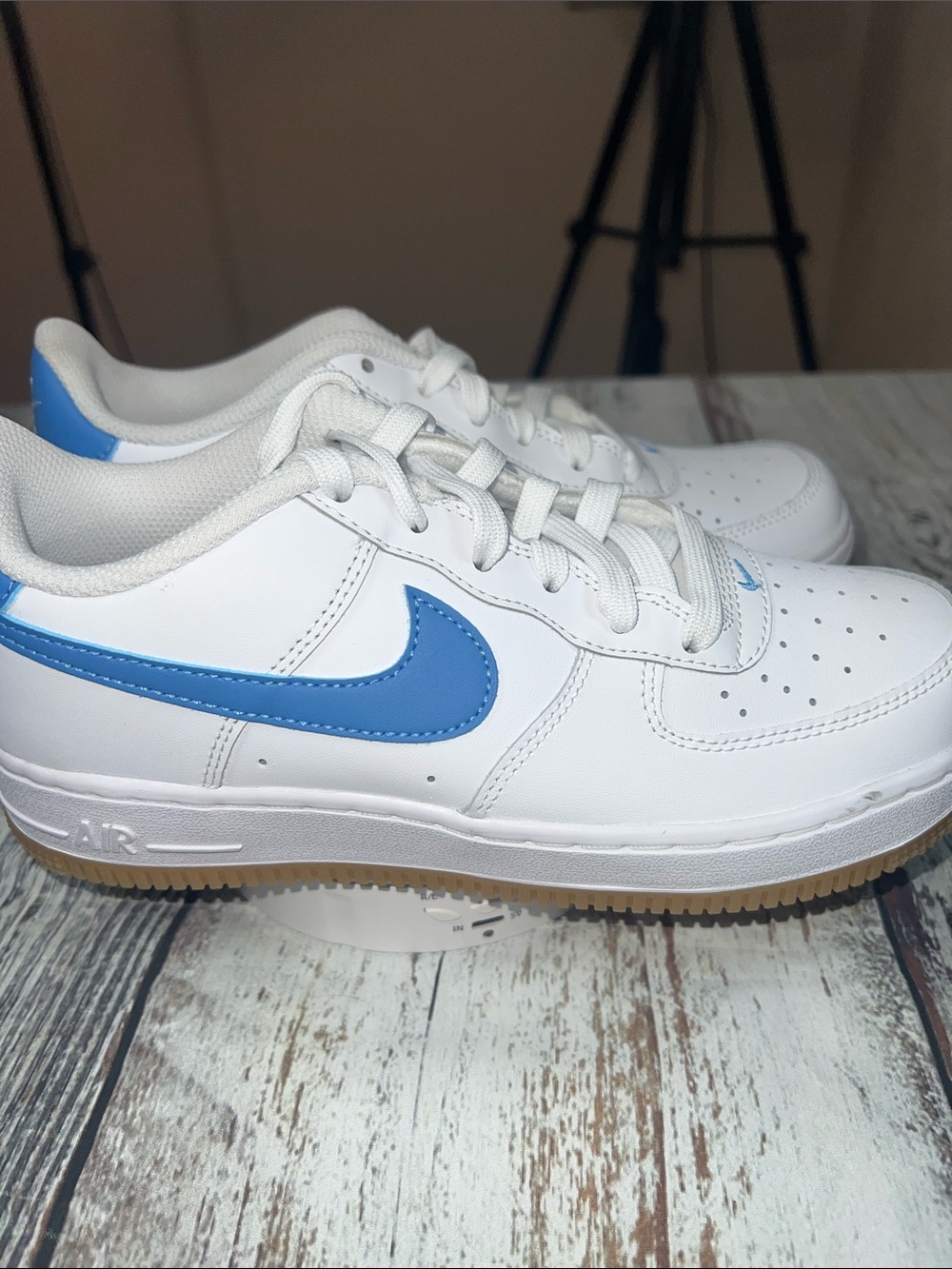 Nike Air Force 1 Low Kids Youth White/Blue Gum Sole Sneakers Size 5Y NWOT